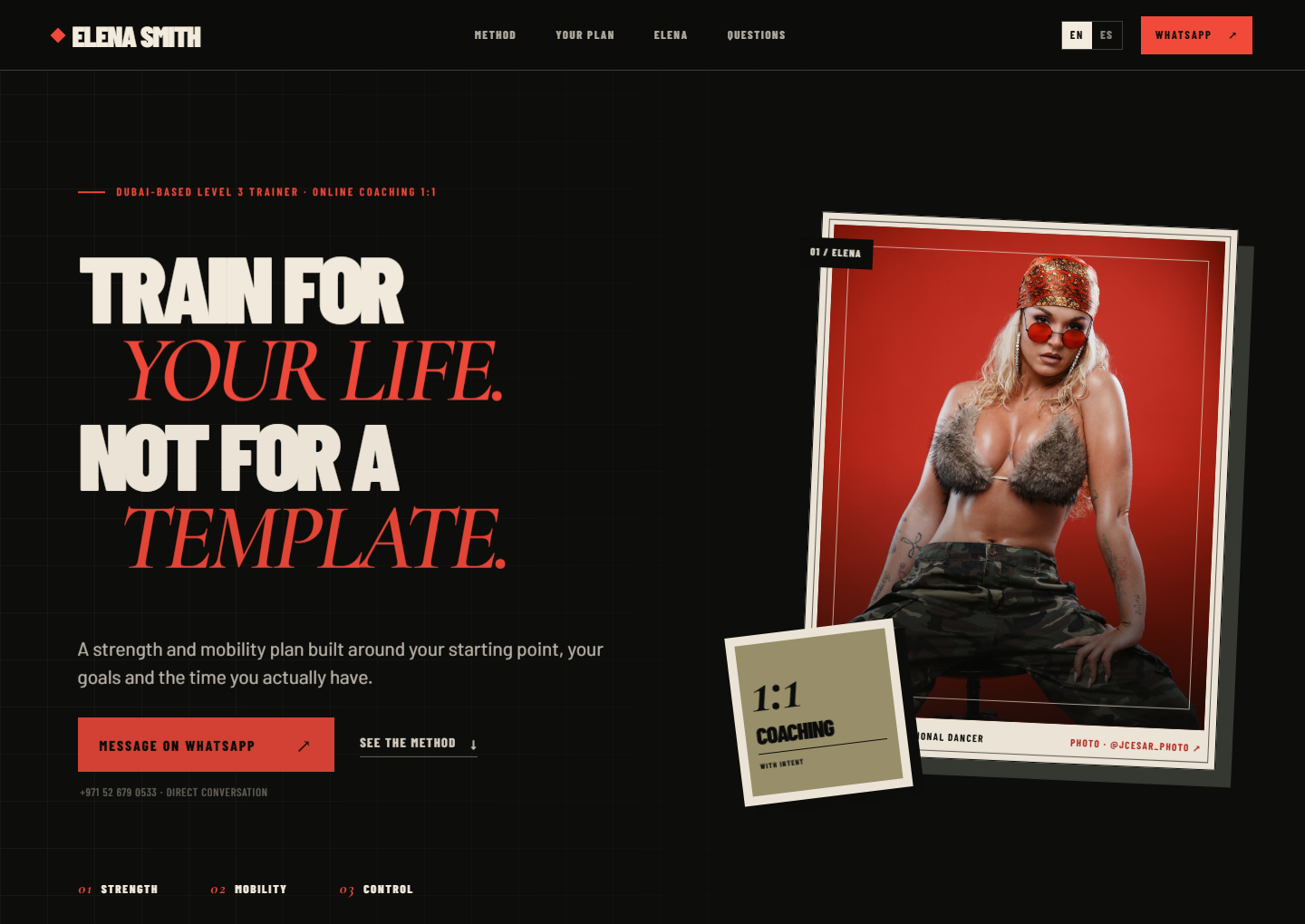 Elena Smith personal training landing page