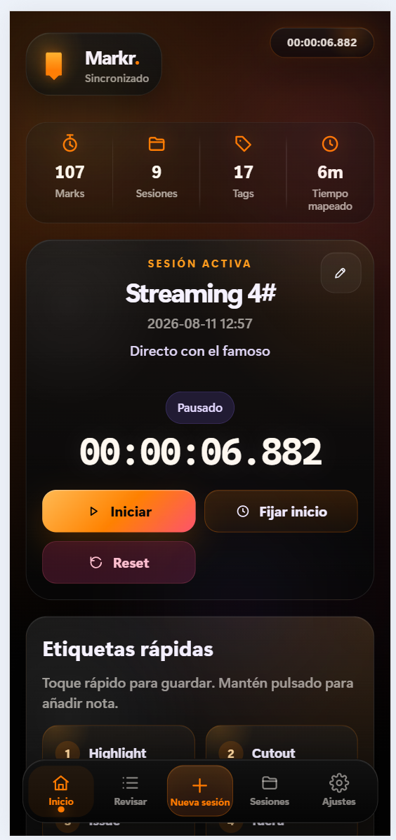 Markr mobile interface